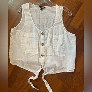 Express Ladies size L front tie cotton crop top blouse